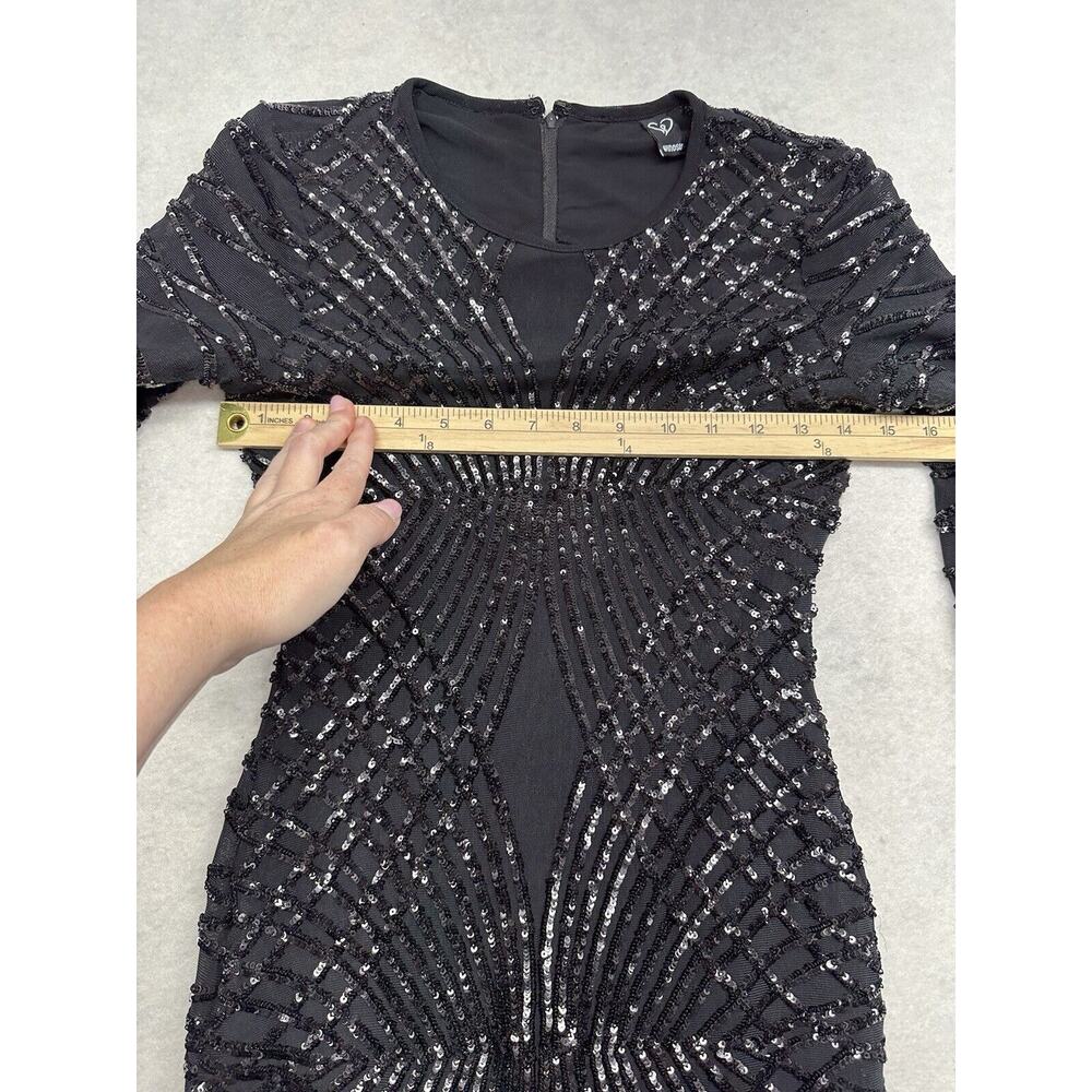 Windsor Black Sequin Mini Dress Formal Semi Formal Size Small Stunning Long Sl - Picture 8 of 10